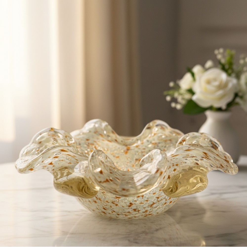 Vintage Murano Style Art Glass Speckled Bowl